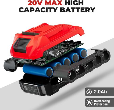 ALLOYMAN 20V Max Cordless Drill Set، طقم مثقاب كهربائي مع بطارية 2.0 مللي أمبير وشاحن سريع، سرعة متغيرة 0-2000RMP، 25+3 مثقاب كهربائي لإعداد عزم الدوران لمجموعة الأدوات المنزلية in Kuwait
