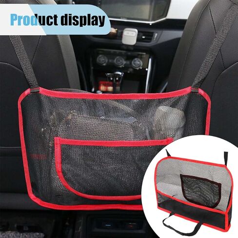 Car Net Pocket Handbag Holder, Barrier of Backseat Pet Kids Between Front Seats, Large Capacity Purse Holder for Car, Car Backseat Storage Organizer Netting Pouch for Women Men (Black) in Kuwait