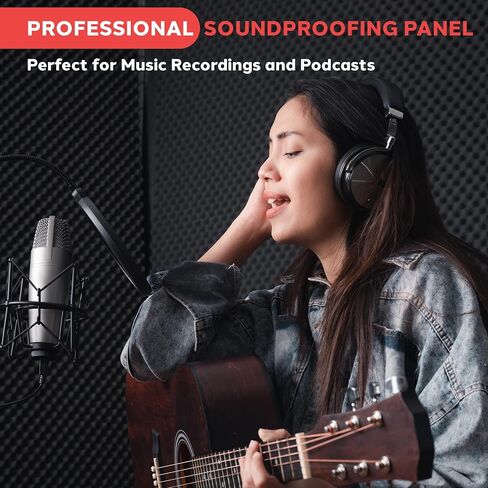 Pyle Sound Wall Panel Studio Foam-Acoustic Isolation Absorber Shield and Dampening Wedge with Height Adjustable, Includes Tripod Base Stand, 2 Pack PSIP24X2, Black in Saudi Arabia