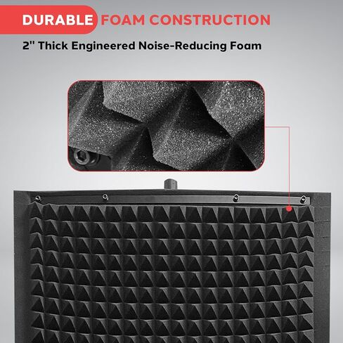 Pyle Sound Wall Panel Studio Foam-Acoustic Isolation Absorber Shield and Dampening Wedge with Height Adjustable, Includes Tripod Base Stand, 2 Pack PSIP24X2, Black in Saudi Arabia