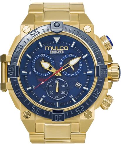 الساعات Mulco للرجال - Buzo ، علبة من الفولاذ المقاوم للصدأ مع شريط السيليكون المعصم أو حزام الفولاذ المقاوم للصدأ ، حركة كرونوغراف الكوارتز ، شاشة تمثيلية كبيرة للوجه ، 100 متر - مقاومة للماء in Kuwait