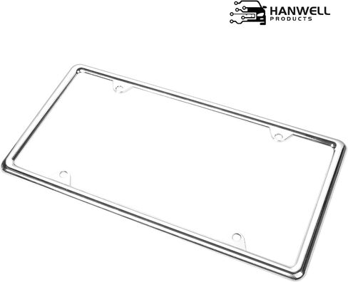 Hanwell Products Chrome License Plate Frame Made of Zinc Alloy Metal, Universal Car Accessories, 1Pack License Plate Holder Never Rust and Unbreakable with Metal Screws, Chrome Plastic Caps and Tool in Kuwait
