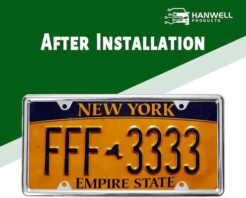 Hanwell Products Chrome License Plate Frame Made of Zinc Alloy Metal, Universal Car Accessories, 1Pack License Plate Holder Never Rust and Unbreakable with Metal Screws, Chrome Plastic Caps and Tool in Kuwait