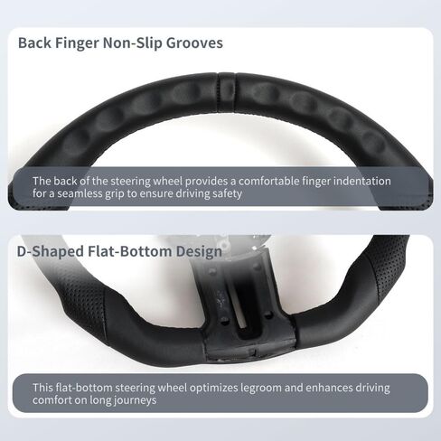 Full Leather Steering Wheel, D-Shaped Flat Bottom Perforated Leather Grip Steering Wheel Fit for Ford Mustang 2012 2013 2014 in Saudi Arabia