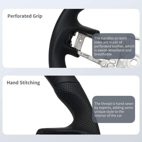 عجلة القيادة الجلدية الكاملة ، قاع مسطح على شكل D مثقب القبض على عجلة القيادة من أجل Ford Mustang 2013 2013 2014 in Kuwait