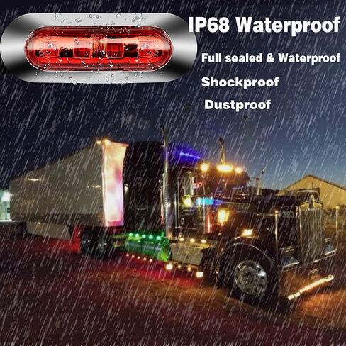 10pcs Red 4 LED Side Marker Lights الأمامية الخلفية الخلفية الخلفية الخلفية ذيل تحذير مؤشرات المنعطفات مصباح صخور العجلة الزجاجية لسيارات Truck Tailer Car Camper Boat ATV DC12V-24V in Kuwait