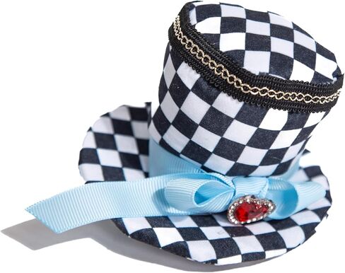 Mini Black White Patterned Hat with Clip - Womens Teens Adult - Cosplay Halloween Mardi Gras Costume Hat in Saudi Arabia