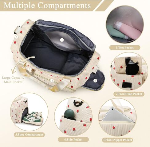 Small Gym Bags for Women, Travel Duffle Bag with Shoes Compartment, 4 in 1 Carry on Weekender Overnight Bag with Dry Wet Separated Pocket, Sport Gym Tote Bag for Yoga, Dance, Swimming, Workout, Ballet in Saudi Arabia