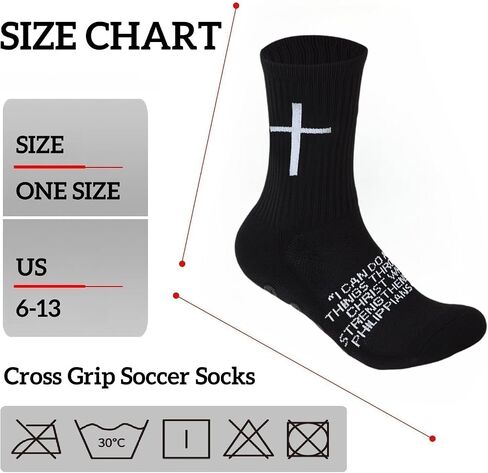 3 Pairs Cross Grip Soccer Socks for US 6-13 - Anti-Slip Christian Socks with Bible Verse in Saudi Arabia