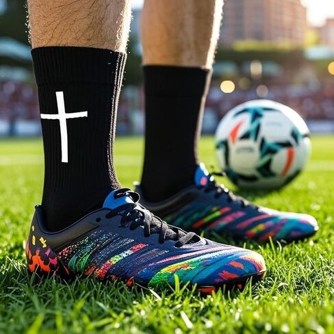 3 Pairs Cross Grip Soccer Socks for US 6-13 - Anti-Slip Christian Socks with Bible Verse in Saudi Arabia