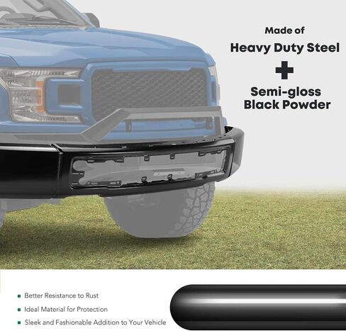 yhtauto الأمامي الوفير الوجه بار متوافق مع Ford F-150 2015 2015 2017 ، مع فتحات ضباب الضباب ، دون قبعات نهاية ، استبدال الصلب الأسود الصلب in Kuwait