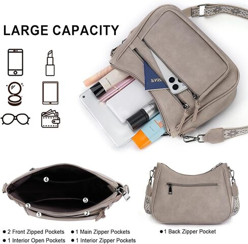 Crossbody Purses for Women Trendy Leather Crossbody Bag,Multi Pocket Shoulder Handbag Lightweight Travel Purse in Saudi Arabia