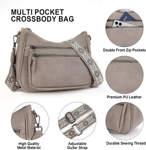 Crossbody Purses for Women Trendy Leather Crossbody Bag,Multi Pocket Shoulder Handbag Lightweight Travel Purse in Saudi Arabia