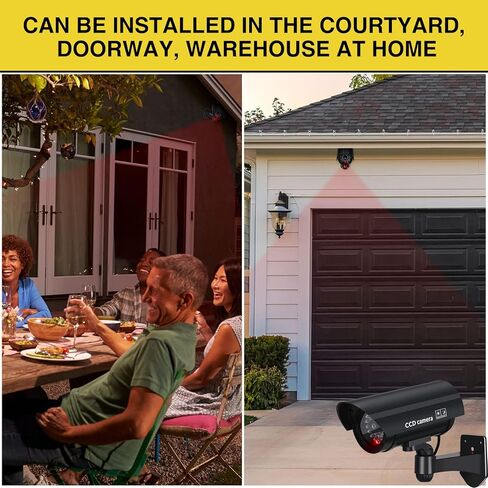 8 Pcs Fake Camera Dummy Security Camera Realistic Dummy Camera Plastic Fake Video Camera CCTV Surveillance System with Motion LED Light for Home Outdoor Indoor Use, No Battery Included (Silver) in Kuwait