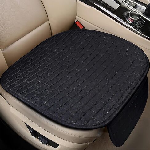 2PCS Car Seat Bottom Cover Pad, Breathable Linen Auto Front Seat Bottom Cushion Mat with Pocket, Anti-Slip Vehicle Front Seat Cover Protector, Universal for Car SUV Sedan (Black) in Saudi Arabia