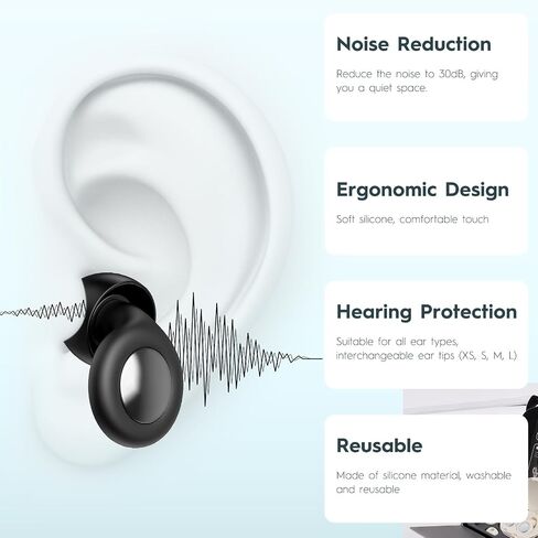 Ear Plugs for Sleeping Noise Cancelling, 25dB Ear Plugs for Noise Reduction with 8 Ear Tips, Reusable Silicone Earplugs Hearing Protection for Concert, Motorcycle, Sleep,and Snoring in Saudi Arabia