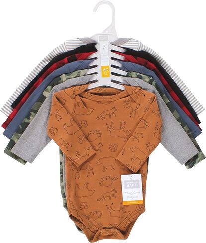 Hudson Baby Unisex Baby Cotton Long-Sleeve Bodysuits, Brown Bear 7-Pack, 18-24 Months in Kuwait