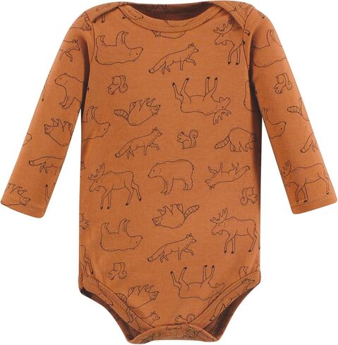 Hudson Baby Unisex Baby Cotton Long-Sleeve Bodysuits, Brown Bear 7-Pack, 18-24 Months in Kuwait