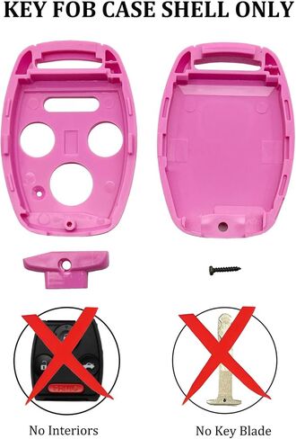 2 حزمة مفتاح FOB shell استبدال نوبات لهوندا أكورد 2003-2012 / CIVIC EX 2006-2013 / PILOT 2009-2015 / CR-V 2005-2006 4 زر دخول السيارة بدون مفتاح (أسود + وردي) in Kuwait