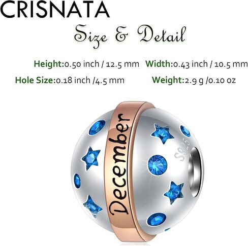 Jan-Dec Birthstone Planet Ball Charms with 12 Month Birthday Stone, 925 Sterling Silver 2 Tone Rose Gold Round Globe Beads, fits European Snake Charm Bracelet, Gifts for Mom/Wife/Father/Children/Grandma in Saudi Arabia