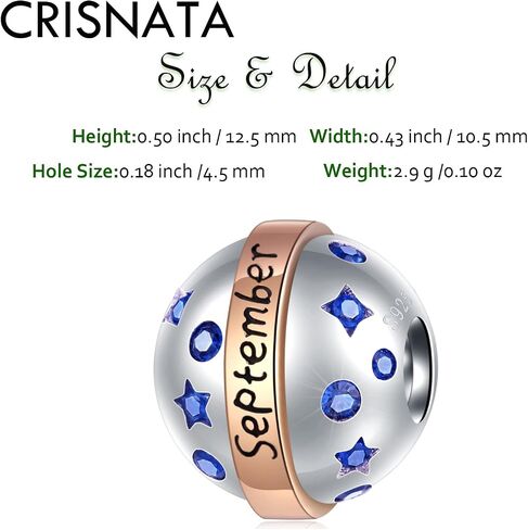 Jan-Dec Birthstone Planet Ball Charms with 12 Month Birthday Stone, 925 Sterling Silver 2 Tone Rose Gold Round Globe Beads, fits European Snake Charm Bracelet, Gifts for Mom/Wife/Father/Children/Grandma in Saudi Arabia
