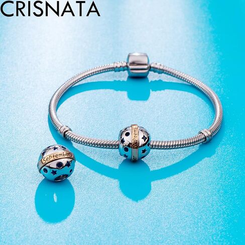 Jan-Dec Birthstone Planet Ball Charms with 12 Month Birthday Stone, 925 Sterling Silver 2 Tone Rose Gold Round Globe Beads, fits European Snake Charm Bracelet, Gifts for Mom/Wife/Father/Children/Grandma in Saudi Arabia