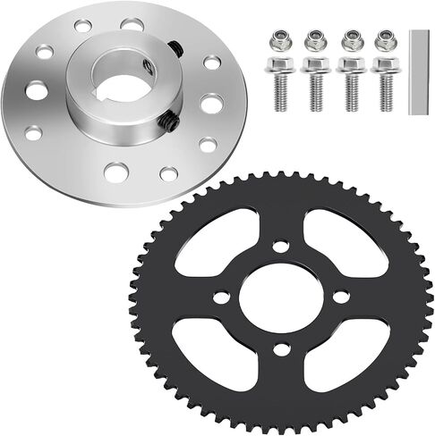 YOXUFA Go Kart Sprocket Hub 1 بوصة تتحمل 1/4 بوصة مجموعة أدوات Keyway مع سلسلة #35 60T ضرس محرك خلفي 4 فتحات لعربة الذهاب أجزاء الدراجة الصغيرة الفضية in Saudi Arabia