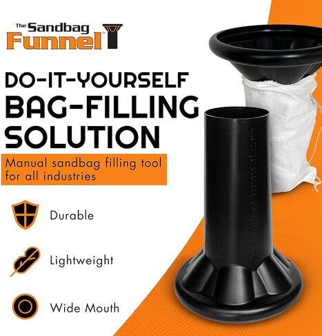 Sandbag Filling Tool with 14 x 26 White Woven Empty Polypropylene Sandbags - UV Protection - Heavy Duty Sandbags for Flooding (4 Plastic Funnels, 50 Sandbags) in Kuwait