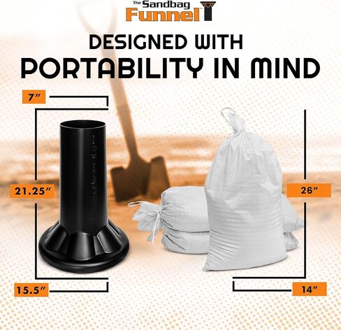 Sandbag Filling Tool with 14 x 26 White Woven Empty Polypropylene Sandbags - UV Protection - Heavy Duty Sandbags for Flooding (4 Plastic Funnels, 50 Sandbags) in Kuwait
