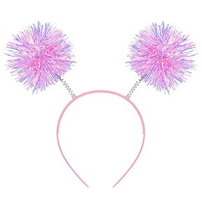 Party Headband Pom Pom Headband Sliver Tinsel Headbands Fluffy Ball Hair Loop Cosplay Gold Hair Accessories for Halloween Christmas Party Birthday Decorations