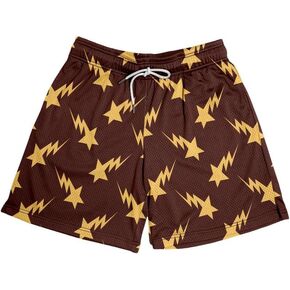 Men's 5 Inches Inseam Mesh Graphic Print Shorts Casual Workout Cool Shorts Gym Basketball Running Short Pants