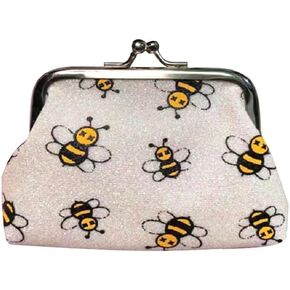 Bees Pattern Coin Purse- Mini Clasp Bee Pouch Money Bag Key Bags/Wallet, Perfect Gifts Purses Wallets Party Favors