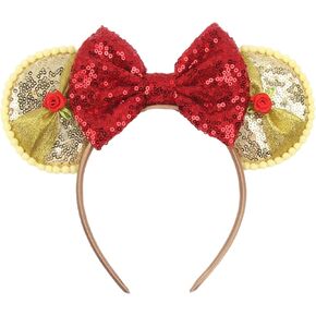 MADO Mouse Ears Headband, Princess ears headbands for women adults girls toddlers,park ears hair accessories for women (Belle)