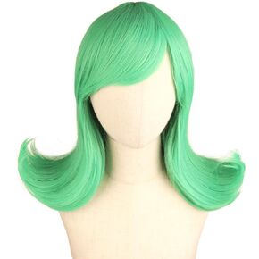 BERON Green Wigs for Girls Short Flip Small Net Wig with Side Bangs Little Girls Animal Costume Hair Wigs Body Hallowee Synthetic Hair Wig for Cosplay Party Use