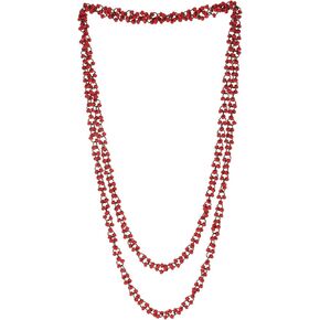 Coolsteelandbeyond Red Wood Beads Long Chains Necklace و Multi-Strand و Dress Party حدث حفلة موسيقية