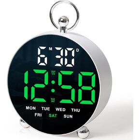 MASHI Digital Alarm Clock, 4.4Inch LED Alarm Clock with Timer, Date, Snooze Function, Modern Design, Wall/Table Mount, Decor for Bedroom, Bedside, Living Room, Office, Classroom, Birthday Gift(Blue)