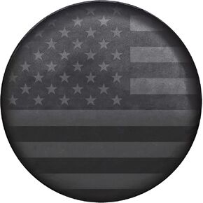 Plasticolor 000792R01 American Flag in Black and Gray Spare Tire Cover