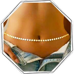 Zoestar Sequin Waist Belly Chain Gold Summer Sand Beach Bikini Body Chains for Women