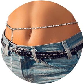 HZMAN Crystal Waist Chains for Women Silver Belly Chain Body Chains for Dress & Bikini