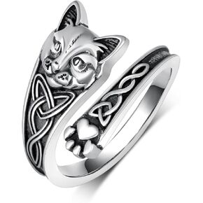Cat Spoon Ring 925 Sterling Silver Cat Ring Celtic Knot Rings Thumb Thumb Hompts for Women Mom Mom