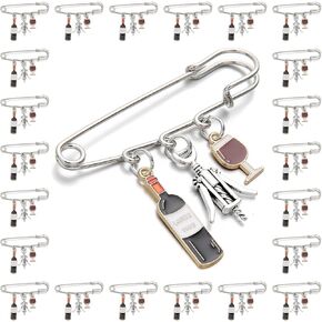 Phaeton 20pcs دبوس بروش عاشق النبيذ مع زجاجة نبيذ وكوب زجاجي وسحر نبيذ هتاف الهتاف لعشاق صديقة نبيذ هدية مع خدمة تحت عنوان الحزب
