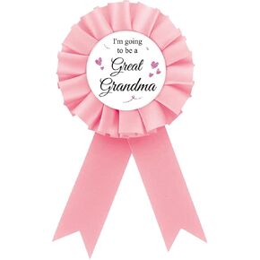 Great Grandma To Be Tinplate Badge Pin, Pink Rosette Baby Shower Button Pin, Gender Reveal Badge Pin for Grandparents, Grandma Brooch Buttons for Newborn Baby/Welcome Baby Party to Wear