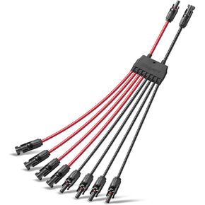 BougeRV Solar Parallel Connectors for 2 Solar Panels, 2 to 4 Y Branch 10AWG Adapter Splitter Cable Wire Plug PV Tool Kit, Waterproof (MFF/FMM)