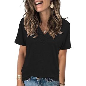 Heymiss Womens Tops Summer Fashion Short Sleeve T Shirts for Women V Neck Ladies Tshirts Dressy Casual Blouses