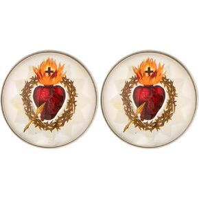 Sacred Heart Religious Lapel Button, 1-1/4 inch Diameter, Stainless Steel, 2-Pack
