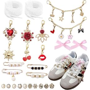 Shoe Charms for Sneakers 26 Pcs, Shoelace Junk Socks Charms DIY Brooches and Pins for Women Jewelry