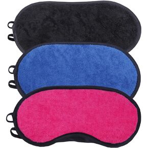 Sleep Mask Set Pack of 3, Microfiber Terry Cloth Eye Mask for Sleeping, Soft Blackout Eye Mask for Women Men, Side Sleeper Eye Covers for Sleeping with Adjustable Straps, Travel Eye Mask