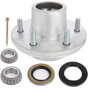 SCITOO Wheel Hub Wheel Bearing Assembly Boat Trailer Galvanized Hub Axle Kit 6-5.5 Bolt Circle Wheel Hub Kit 5200lb -6000lb Axle 6 Bolt Lug Greased Bearings 15123 x 25580 1 1/4 x 1 3/4 0 Bearing Hubs