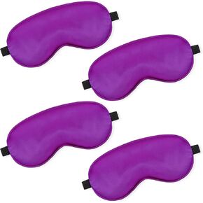 BBTO 4 PCS قناع النوم الحريري ناعم قناع عين ناعم مع حزام كتف قابل للتعديل للنساء فتاة النوم تظليل السفر (وردي)
