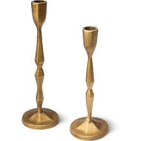 Set of 2 Brass Candlestick Holders - Brass Candle Holder - Modern Gold Taper Candle Holders - Elegant Candle Sticks Holder Decor - Gold Candlestick Holder